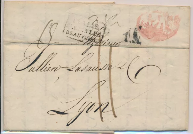 BV22259 France to Lyon old letter cover with nice cancels used