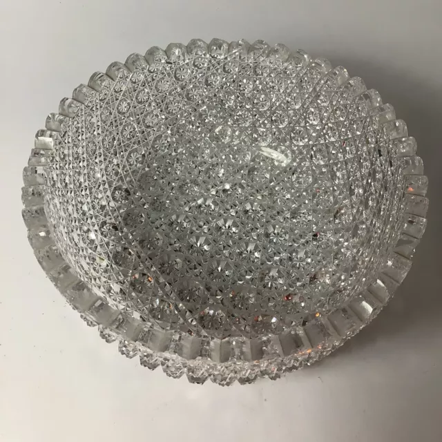 American brilliant crystal bowl Russian Cut 8” X 3 1/2”  Rare Exquisite Sparkles