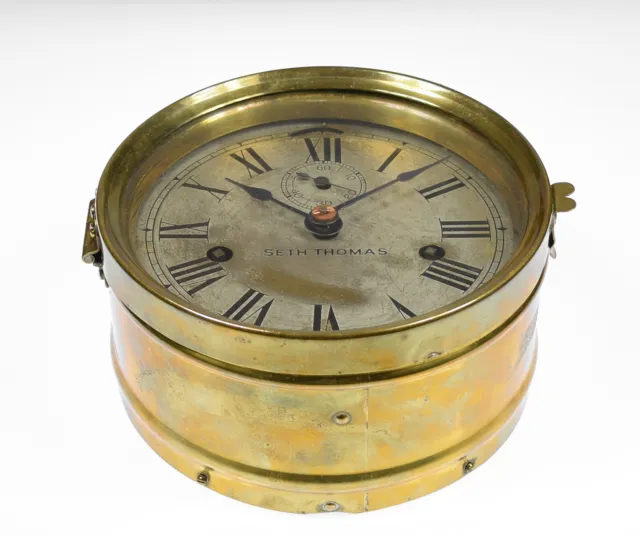 Vecchio orologio da coperta Seth Thomas orologio da bordo orologio meccanico nave ship clock 2