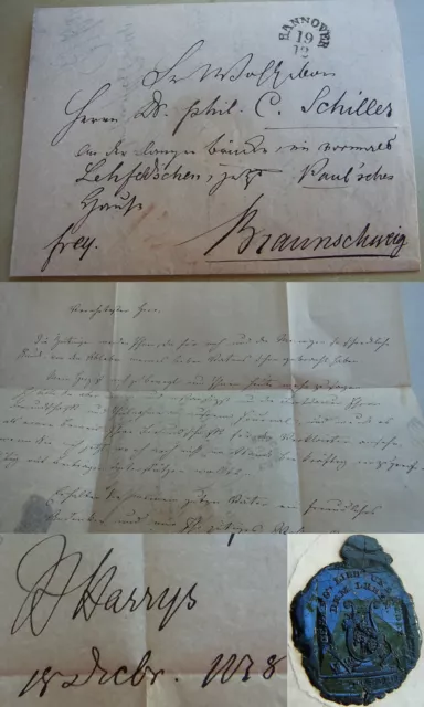 Schriftsteller Hermann HARRYS (1811-1891): Brief HANNOVER 1838, über Tod Vater