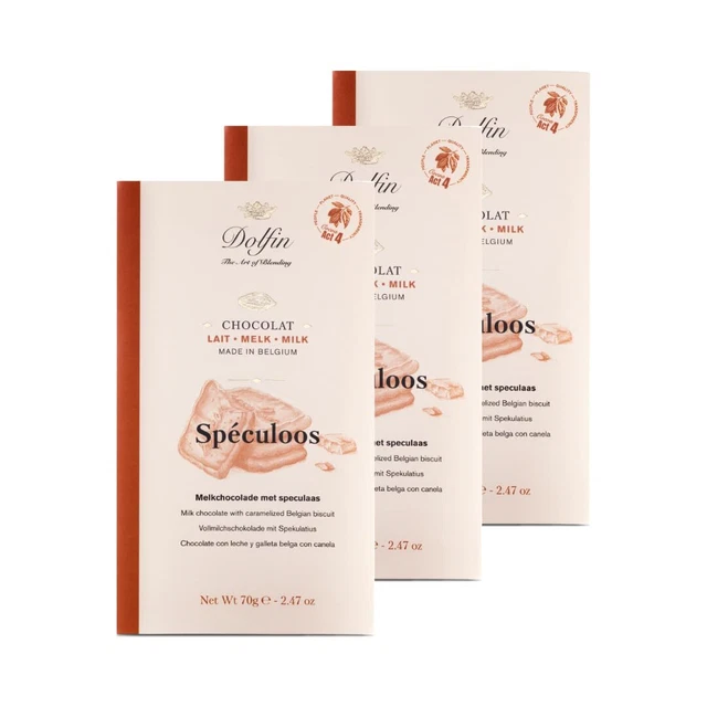3x 70g Dolfin cioccolato al latte intero speculazione caramellata NUOVO MHD 29/12/24