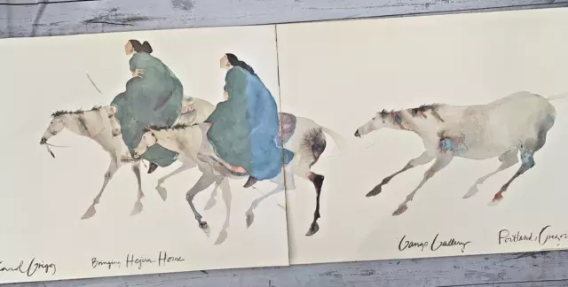 Carol Grigg Framed Lithograph BRINGING HEJIRA HOME Native American Horse 5.5' W