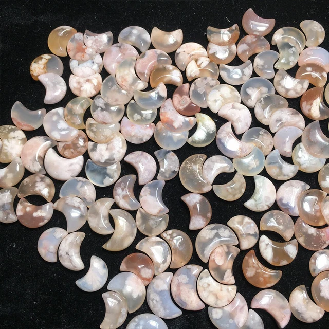 Mini Flower Agate Moon Quartz Crystal Hand Carved Skull Reiki Healing Gemstone