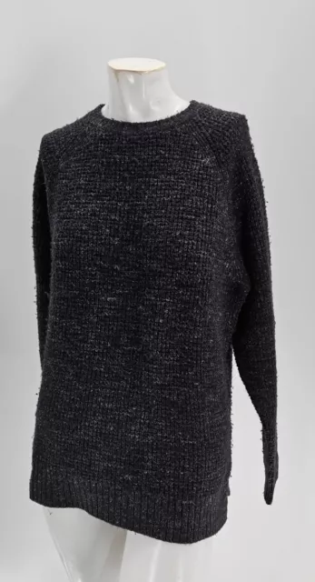 2675 Jack Spade Mens Charcoal Waffle Knit Wool Blend Crewneck Sweater S