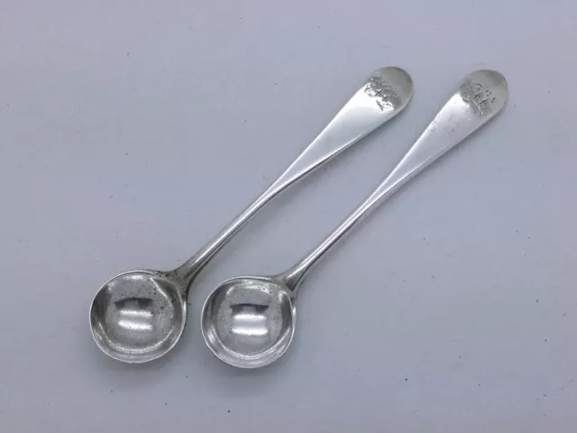 Pair of George III c.1810 Scottish Provincial Sterling Silver Condiment Spoons