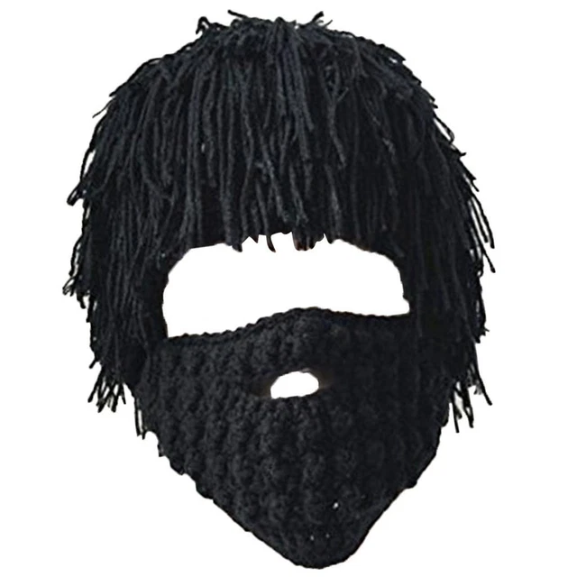 Unisex Knit Bearded Hat Handmade Ski Beanie
