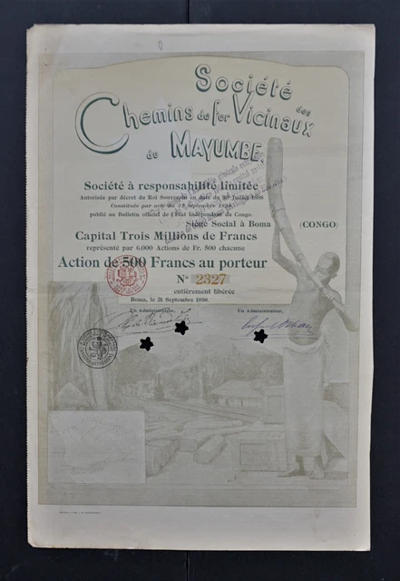 Belgium / Congo -  Mayumbe Railroad - 1898 - share   -TOP DECO-