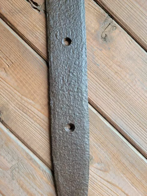 19c Antique Hand Wrought Forged Iron Barn Door Strap Hinges 26" 3