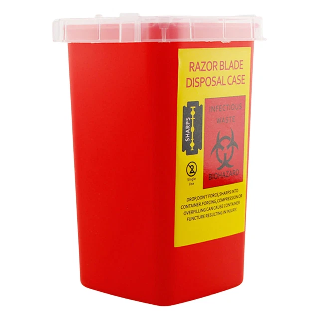 1L Sharps Container Blade Biohazard Needles Disposal Collect Recycling Bucket