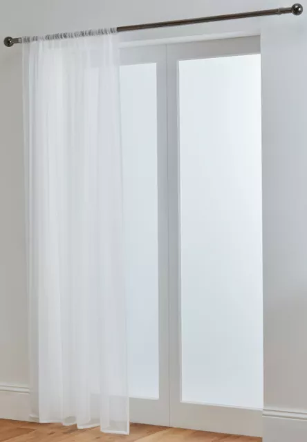 Lucy Extra Long White Voile Curtain Panel With Slot Top 108" (274cm) Drop