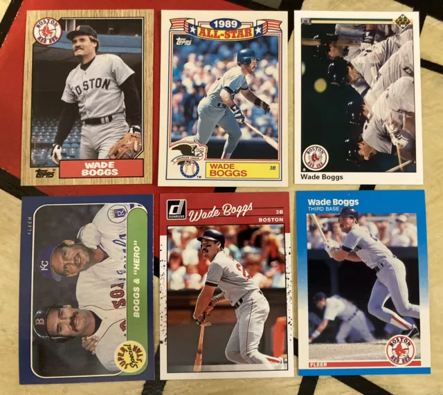 Lot Of 6 Wade Boggs HOF Red Sox Baseball Cards Yankees