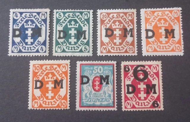 Danzig, Dienstmarken, 2 Marken ohne Gummi, sonst Restfalz
