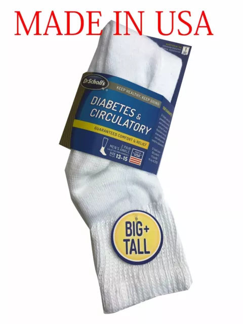 Dr. Scholl's Men's Diabetic Ankle Socks 2-Pack " BIG & TALL"   MADE IN USA  NEW!