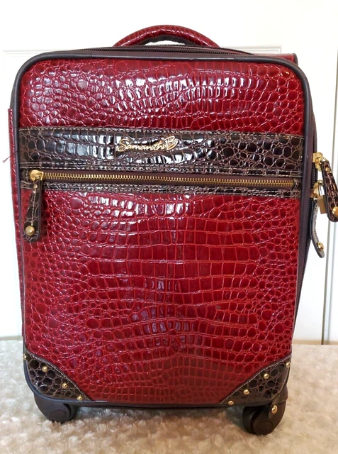 Samantha Brown 22" Red Brown Faux Croc Embossed Spinner Luggage Carryon Classic