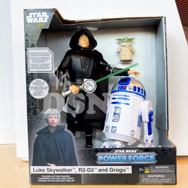 Disney Parks Star Wars Power Force Luke Skywalker R2-D2 Grogu Lichter und Sounds
