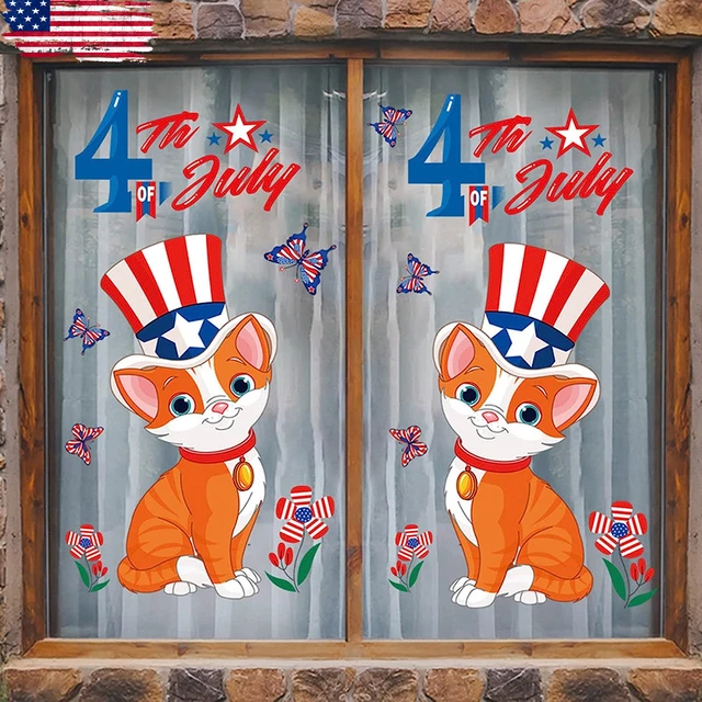 Ventana del Día de los Veteranos se pega decoraciones del Día de la Independencia 2 hojas 4 de julio