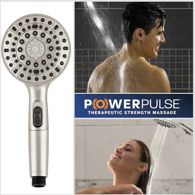 Waterpik PowerPulse Therapeutic Strength Massage Shower Head- 7 Sprays! NICKEL