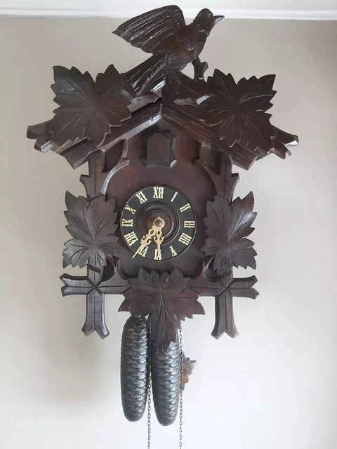 ANTIQUE GERMAN BLACK Forest Cuckoo Clock Circa 1870 Twin Train Movement ...