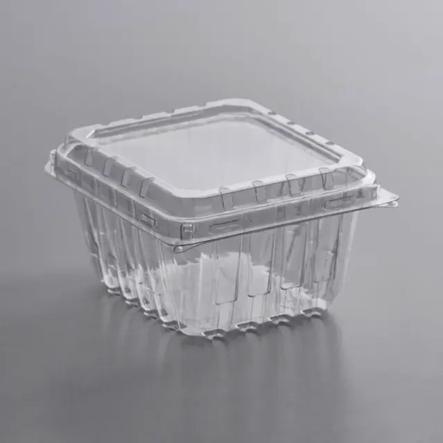1 Pint 5" x 4 3/8 Clear Square Vented Clamshell Produce Berry Container 480 Case