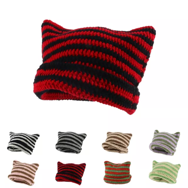 Women Vintage Cat Beanie Beanies Fox Hat Slouchy Beanies Crochet Hats for Women