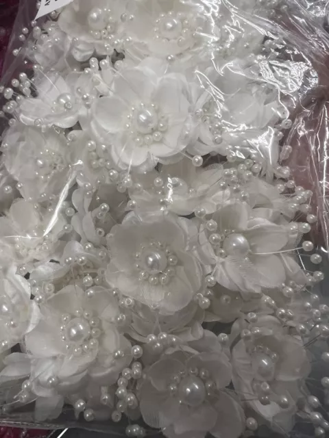 72 flores artificiales de tela decoración para fiesta de boda, bricolaje, blanco