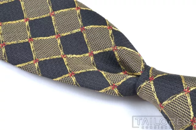 SULKA Black Golden Box Check 100% Silk Mens Luxury Tie - 3.75"