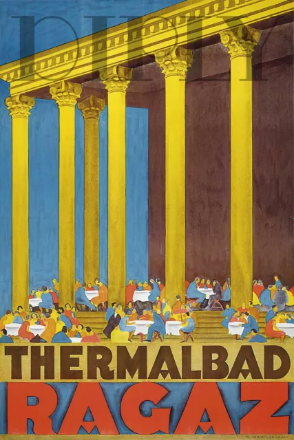 Repro Deco Affiche Thermalbad Ragaz Sur Papier 310 Ou 190 Grs