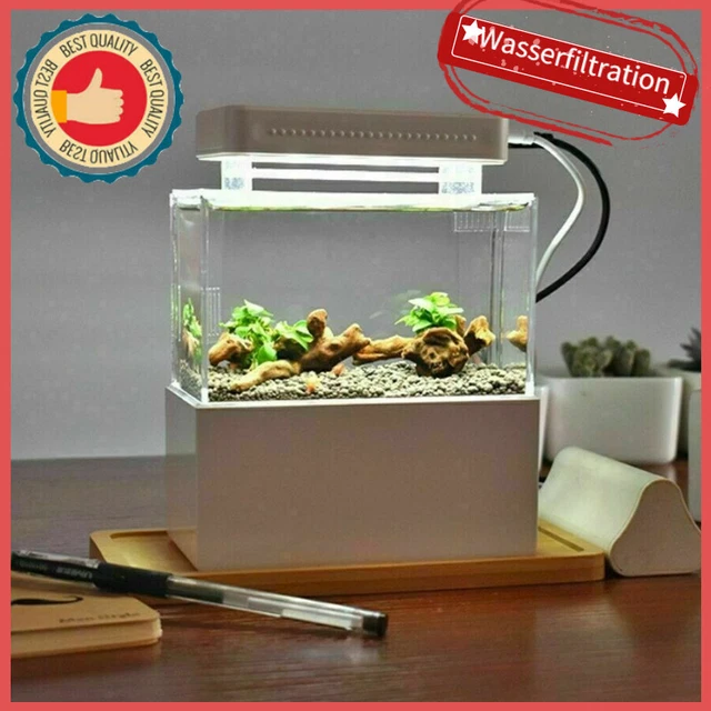 Mini Aquarium LED Licht Beleuchtung Filter Wasserfiltration Aquarium Dekoration