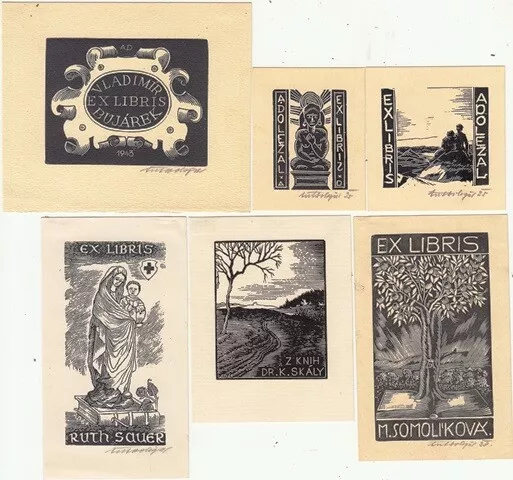 10 Exlibris Bookplate Hochdrucke Antonin Dolezal 1900-1968 Konvolut Lot Ruth 2
