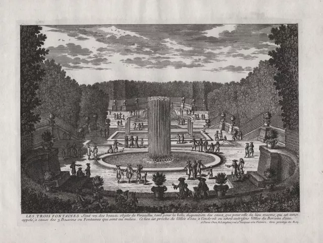 Versailles Fontaines Fountains Jardin Perelle Gravure sur Cuivre Engraving