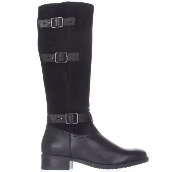 CLARKS TAMRO MARINA Black Combi Leather Long Women s Boots Size UK