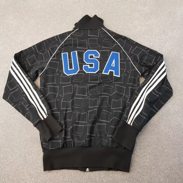 Adidas USA Mens Track Jacket Small Black Tracksuit Top Firebird Y2K Olympics