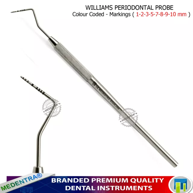 Williams Probe Periodontal Dental Pocket Depth Probes Examination Teeth New CE