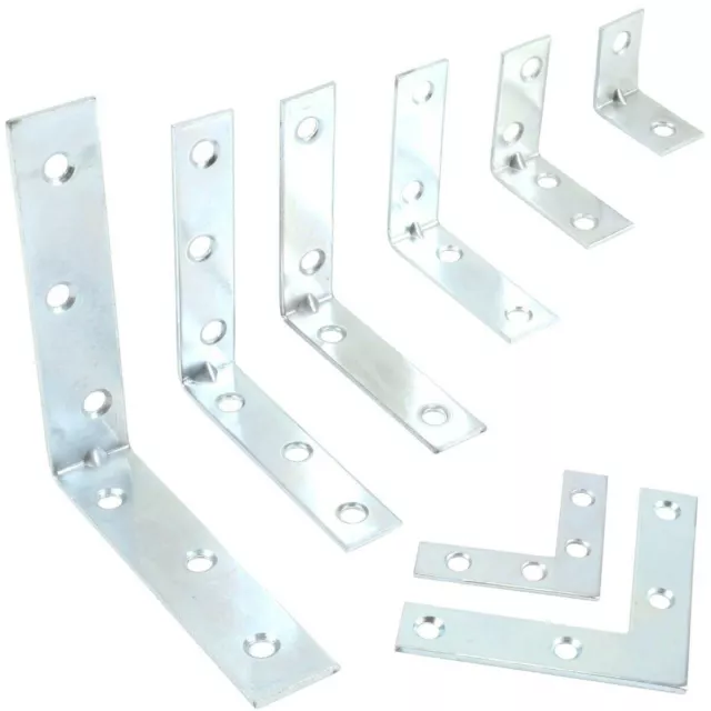 CORNER PLATES STEEL Right Angle Bracket L Shape/Flat Joint Fix Repair Brace Zinc