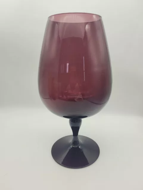 Brandy Snifter Purple Amethyst Footed Vase  Art Glass 