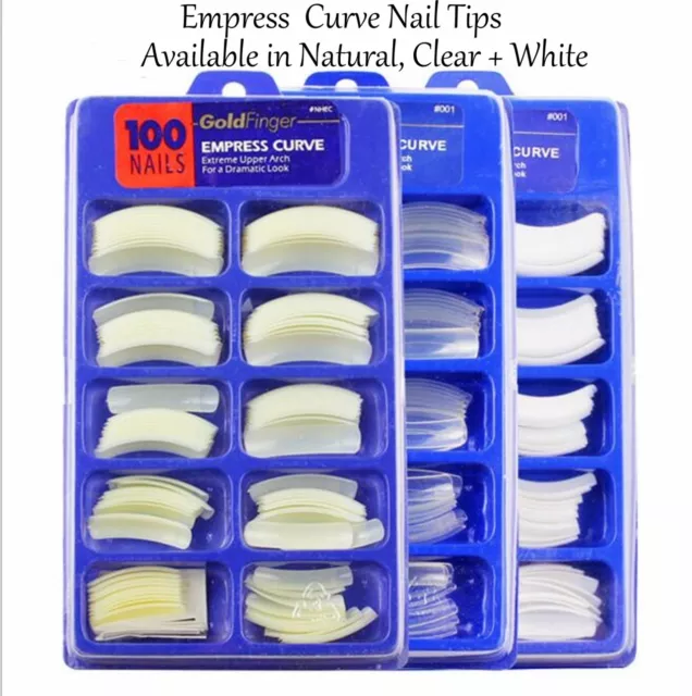 Empress Curve Nail Tip False Nail Half Cover - Goldfinger - 100 Boxed - UK Stock