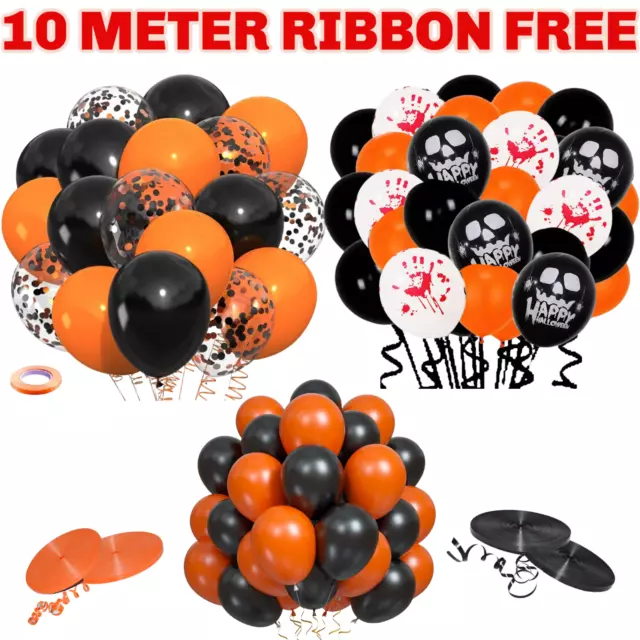 Halloween Globos Naranja Negro Látex Helio Fiesta Espeluznante Decoración