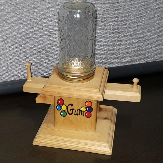 Wooden Candy  Nut Dispenser w/Jar Hand Made
