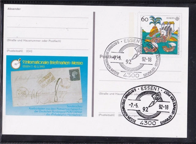 Deutschland GA 1992 CEPT AMERIKA MESSEN ESSEN AMERICA GANZSACHE  KARTE CARD