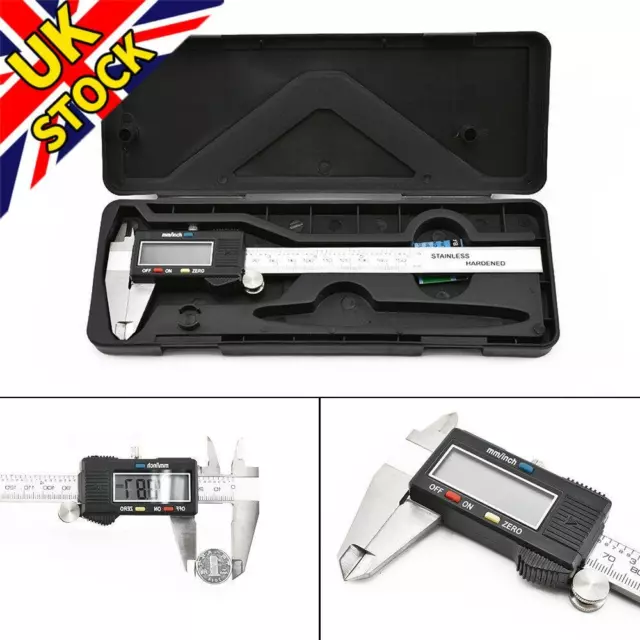 6" Digital Vernier Caliper 150mm Stainless Steel Micrometer Electronic Tool