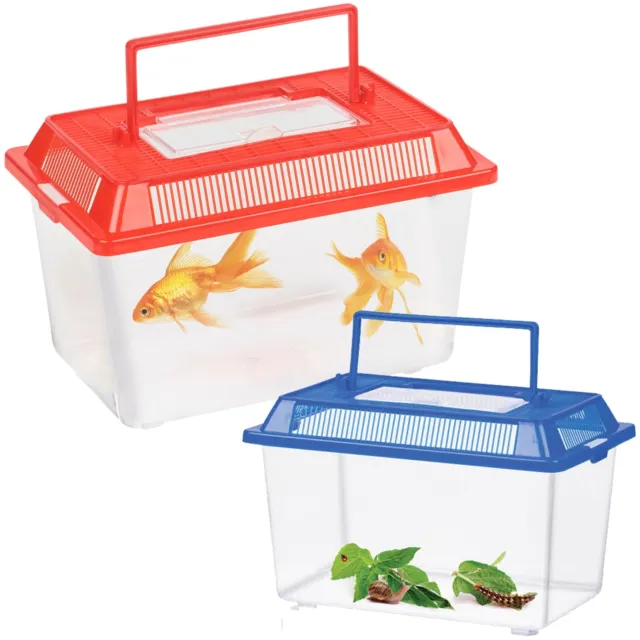 Small Aquarium Fish Tank Aquatic Insects Reptile Cage Box w/ Handle & Air Vents