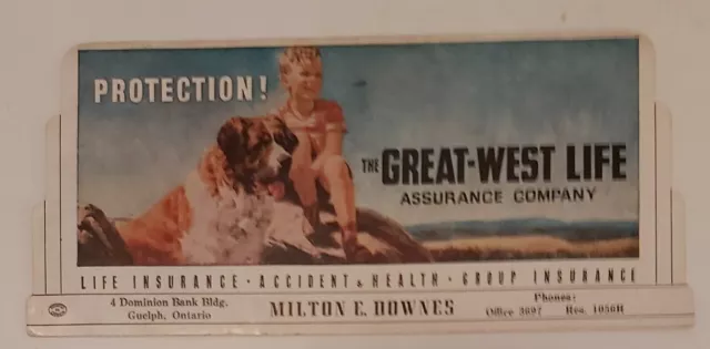 Rare (Guelph,Ont) "The Great-West Life Assurance Co.) Advertising Ink Blotter