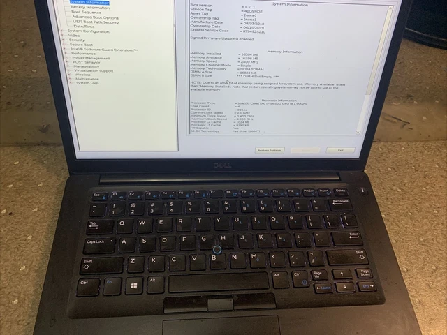 Dell Latitude 7490 INTEL i7-8650U 1.7GHz 16GB RAM 256GB SSD Windows 10 Pro