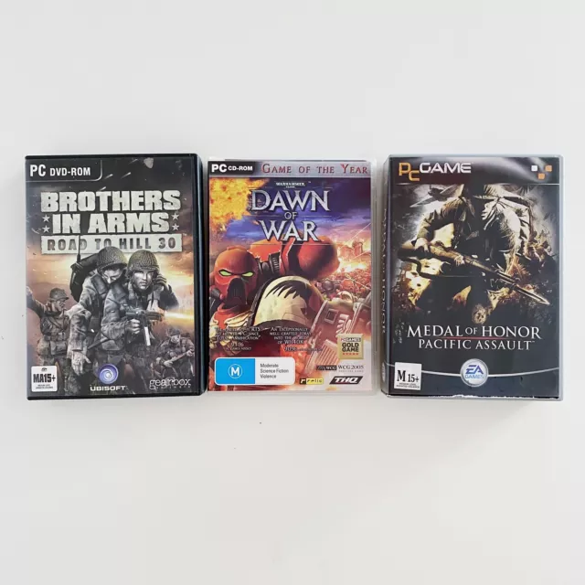 Lot of 3 PC Games Brothers In Arms Dawn Of War Medal Of Honor - Untested