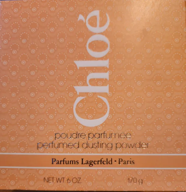 Polvo en polvo perfumado Chloe 6 oz caja abierta vintage nuevo sin etiquetas, Lagerfeld, París