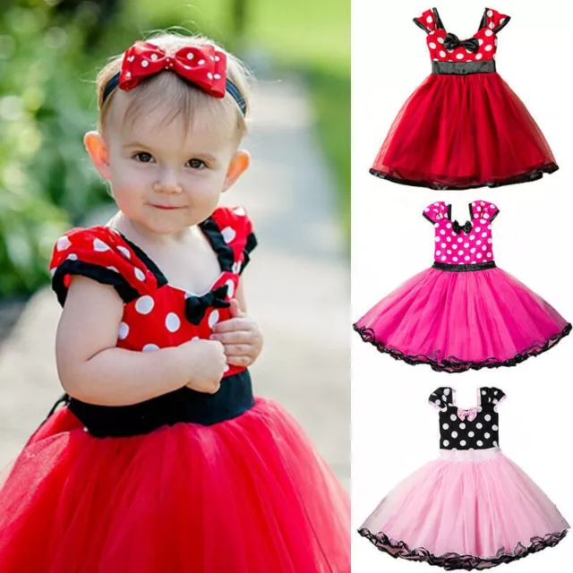 Minnie Mouse Baby Kids Girls Birthday Party Fancy Dress Up Tutu Dress Costume UK