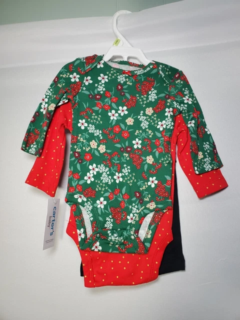 Carter's Baby Girl 3 Piece Set, 2 Bodysuits + 1 Pants, Size 3 Months 3M NWT