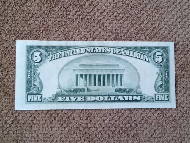 1928 Series C $5 Five Dollar Banknote, Crisp, Very Nice, Red Seal, Xf++ 2