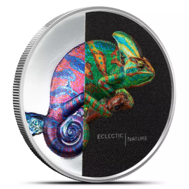 2023 1 oz Proof Cook Islands Silver Eclectic Nature Chameleon Coin