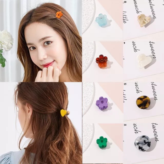 Girls Kids Solid Resin Hair Crab Clip Styling Flower Accessories Barrettes Mini